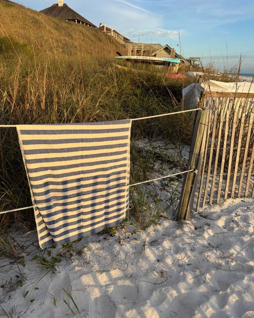 Kd Weave Stripe Towel In Blue