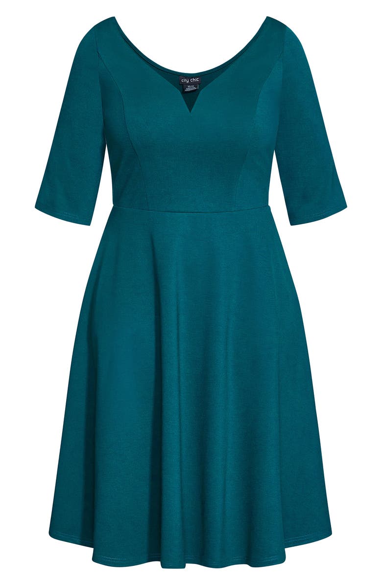 City Chic Cute Girl Sweetheart Neck Fit & Flare Dress, Alternate, color,