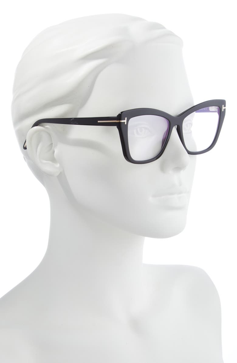 TOM FORD 55mm Cat Eye Blue Light Blocking Optical Glasses, Alternate, color,