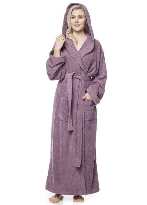 Arus Cotton Full Length Hooded Bathrobe In Purple