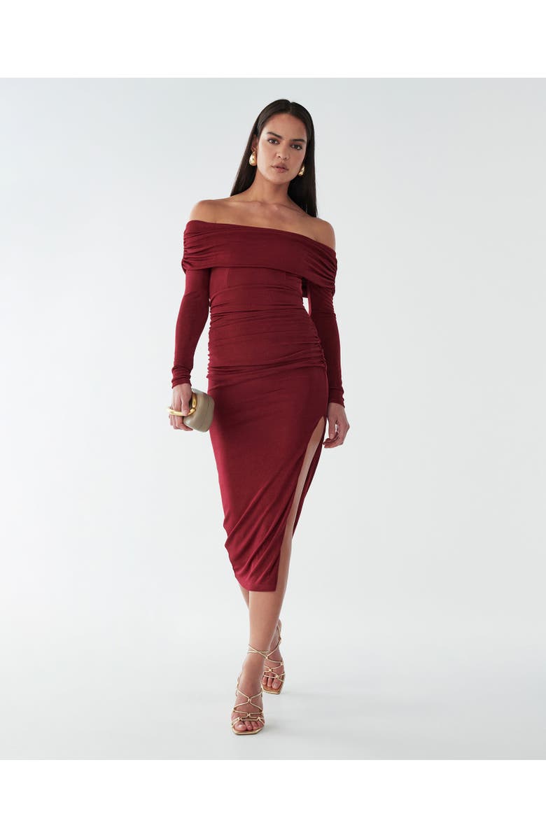 BWLDR Piedra Midi Dress, Alternate, color, Burgundy