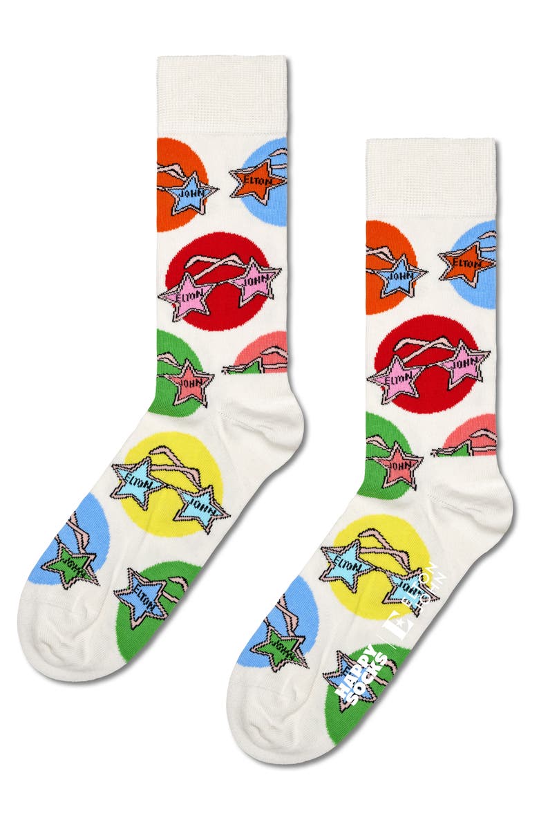 Happy Socks x Elton John Rocket Man Assorted 3-Pack Crew Socks, Alternate, color, Black Multi