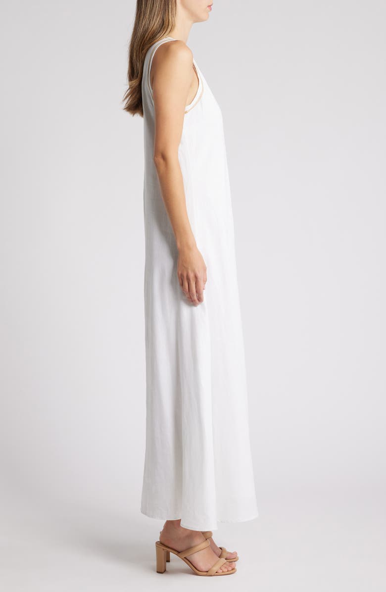 Halogen® Topstitch Detail Sleeveless Linen Blend Maxi Dress | Nordstrom