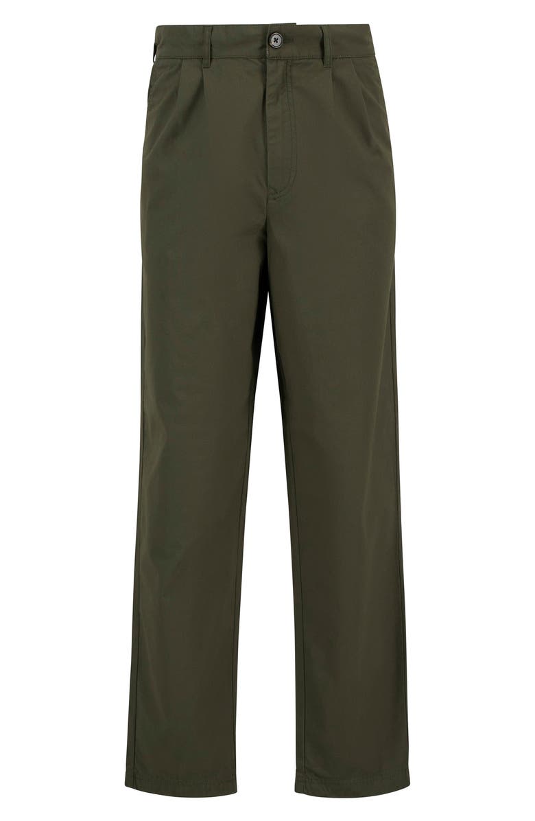 Barbour Cole Relaxed Fit Pleated Cotton Poplin Chinos, Alternate, color, Olive