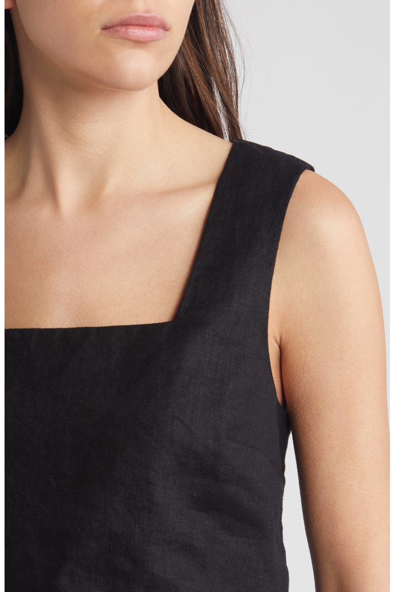 Akira Linen Crop Tank Top, Alternate, color, BLACK