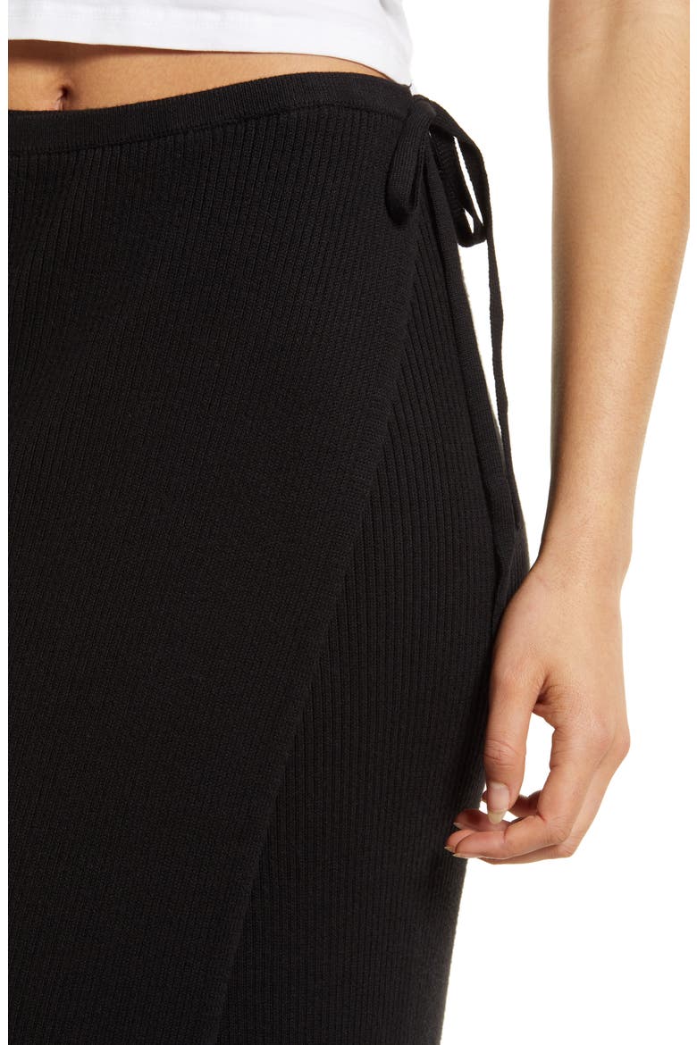 Borderline Knit Wrap Midi Skirt, Alternate, color, BLACK