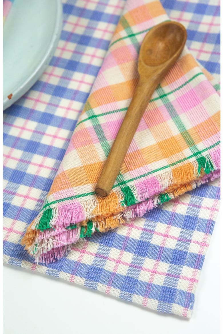 Handwoven Colorful Plaid Cotton Placemats, Set of 4, Alternate, color, Blue