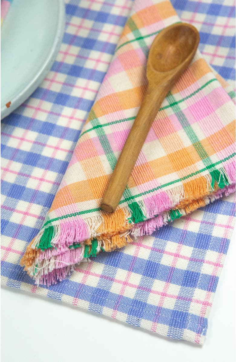 Archive New York Handwoven Colorful Plaid Cotton Placemats, Set of 4, Alternate, color, Blue