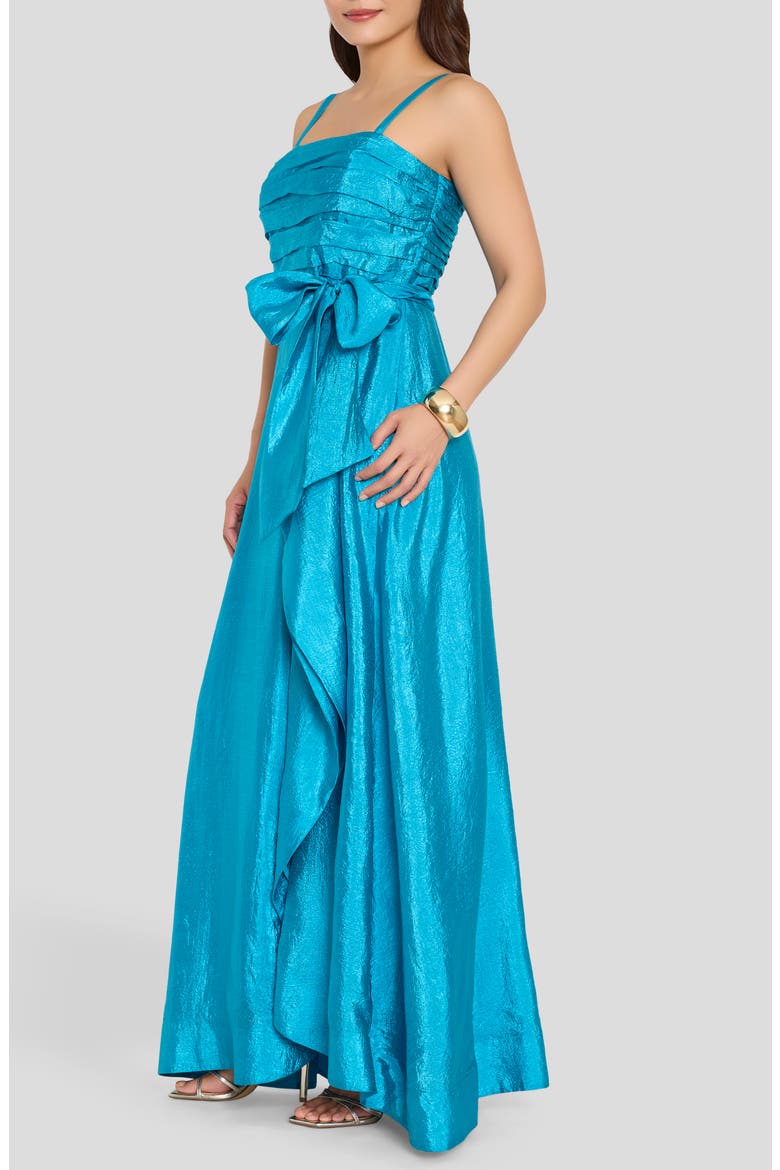 Ruched Metallic Sleeveless Gown, Alternate, color, BLUE JEWEL