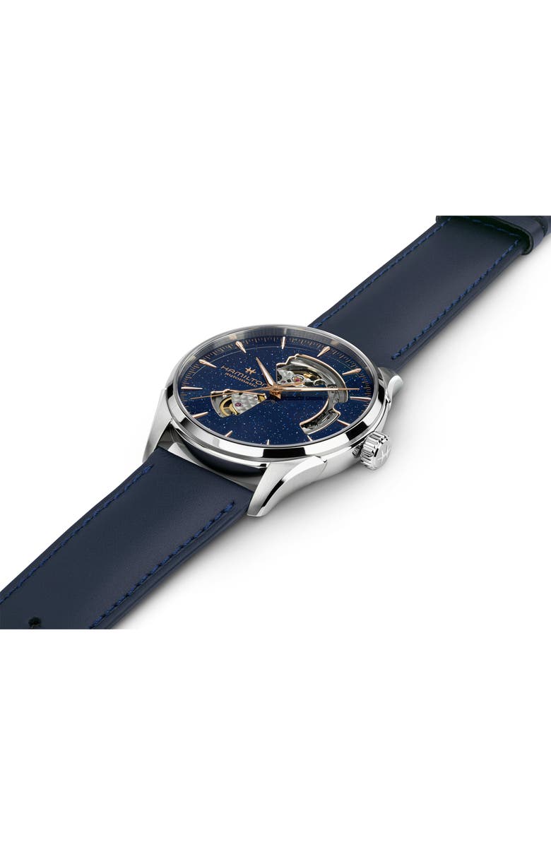 Hamilton Jazzmaster Open Heart Automatic Leather Strap Watch, 42mm, Alternate, color, 