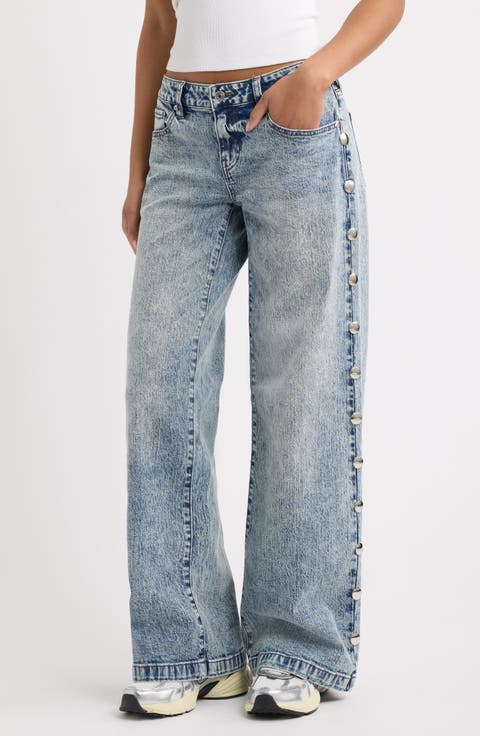 Dome Studded Low Rise Baggy Jeans