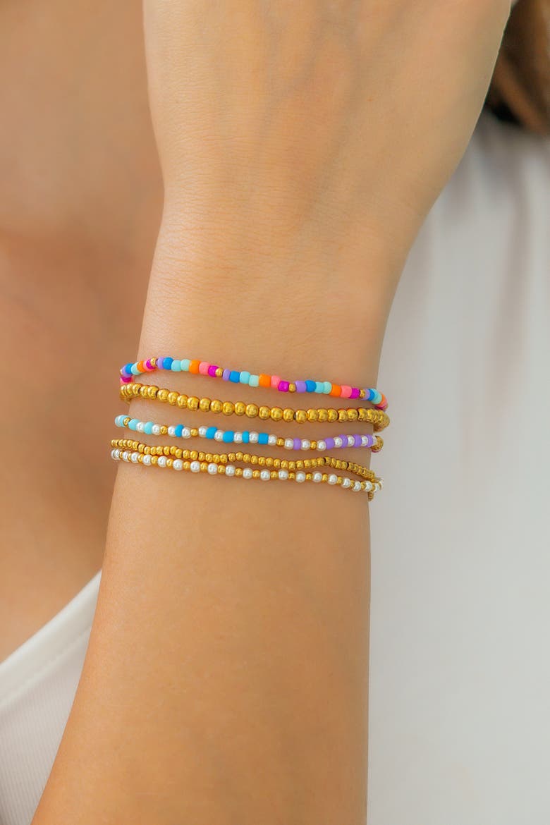 Summer Beaded Stacking Set Bracelet, Alternate, color, Gold-Tone
