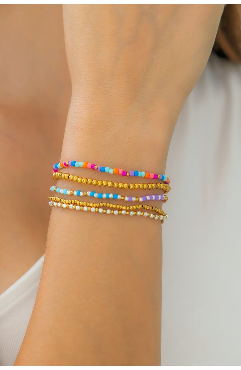 Mint & Lily Summer Beaded Stacking Set Bracelet, Alternate, color, 18K Gold Plated