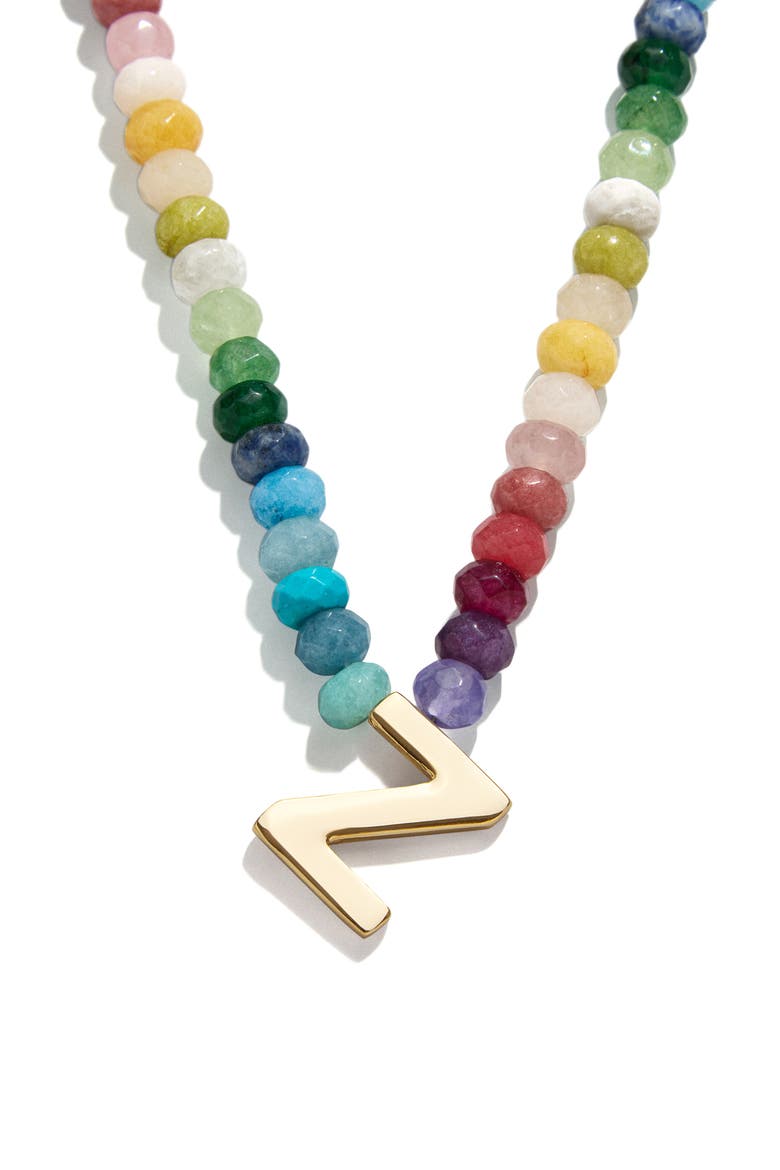 Rainbow Beaded Initial Pendant Necklace, Main, color, RAINBOW MULTI - Z