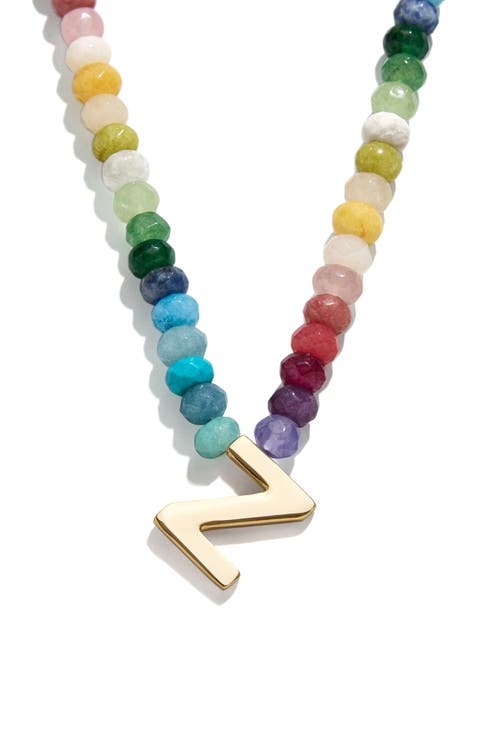 Rainbow Beaded Initial Pendant Necklace