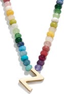 BaubleBar Rainbow Beaded Initial Pendant Necklace