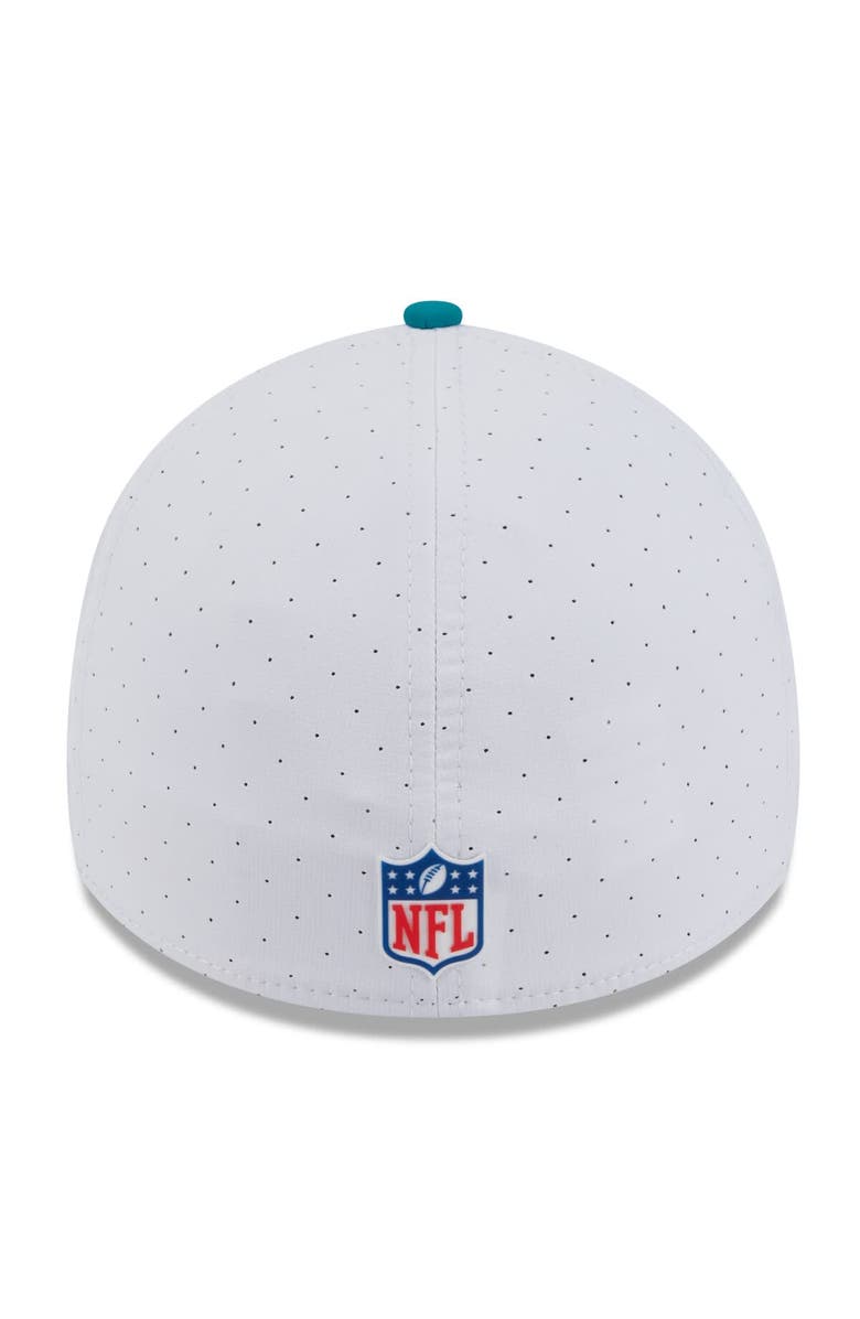 New Era Men's New Era White/Aqua Miami Dolphins 2025 NFL Training Camp Throwback Logo 39THIRTY Flex Hat, Alternate, color, White