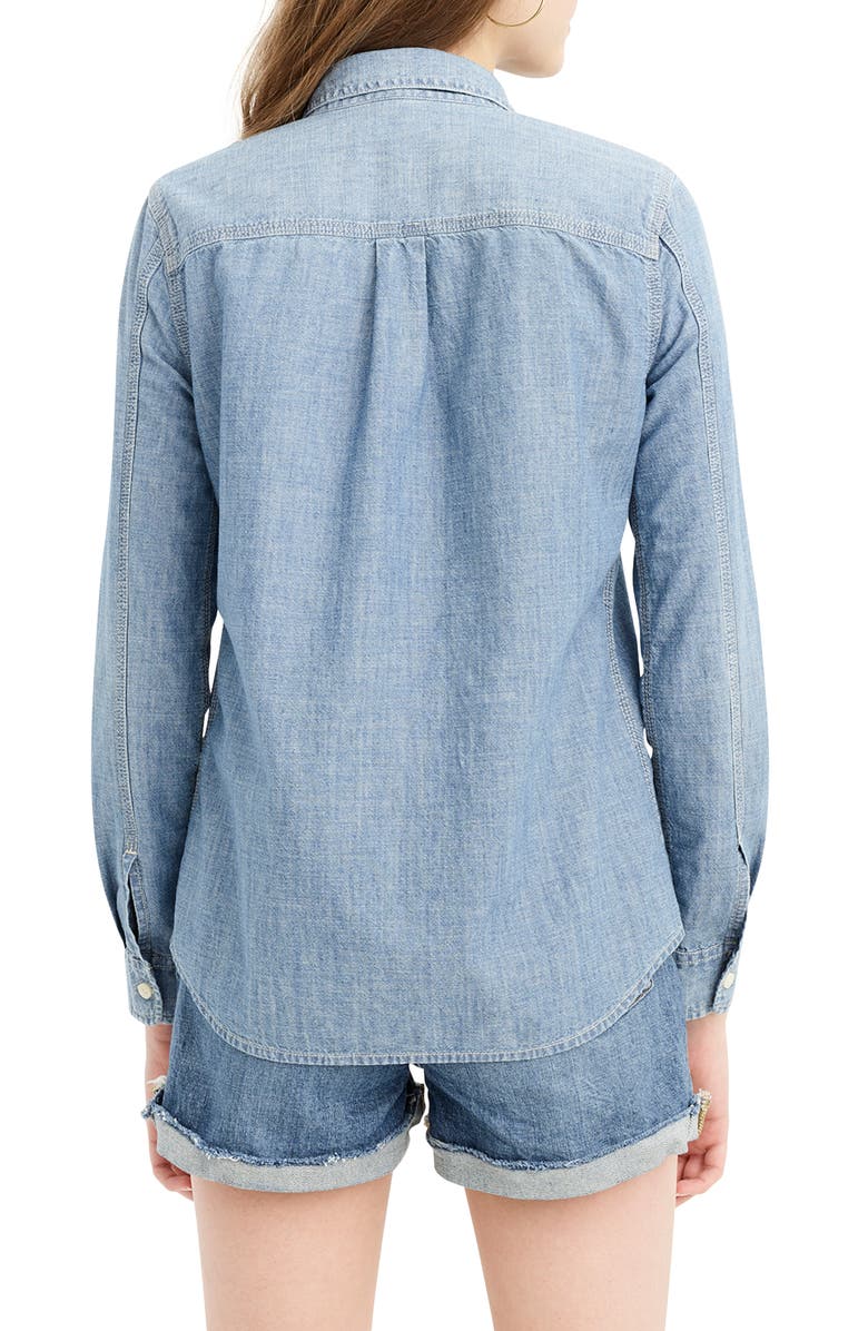 J.Crew Button-Up Japanese Denim Shirt, Alternate, color, 
