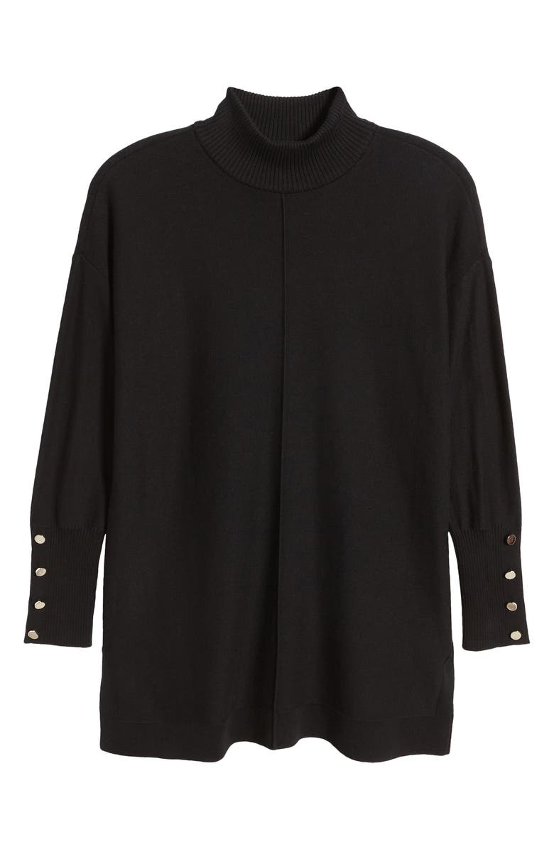 Anne Klein Button Cuff Mock Neck Sweater, Alternate, color,