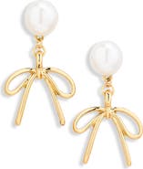 NORDSTROM RACK Demi Fine Faux Pearl Bow Drop Earrings
