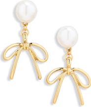 NORDSTROM RACK Demi Fine Faux Pearl Bow Drop Earrings