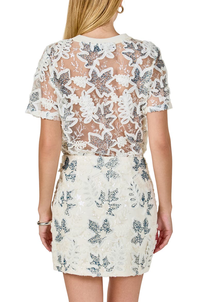 Sequin & Soutache Mesh Top, Alternate, color, IVORY