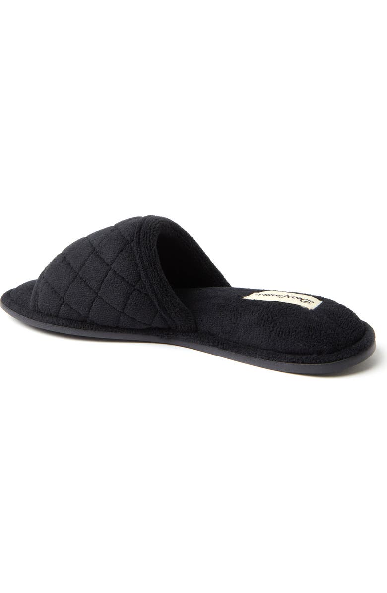 DEARFOAMS Beatrice Quilted Microfiber Terry Shower Slide Slipper, Alternate, color, Black