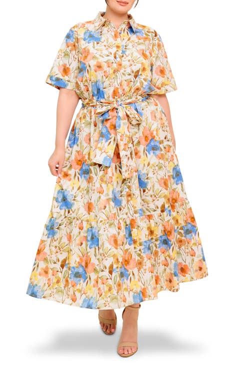 Floral Maxi Shirtdress (Plus)