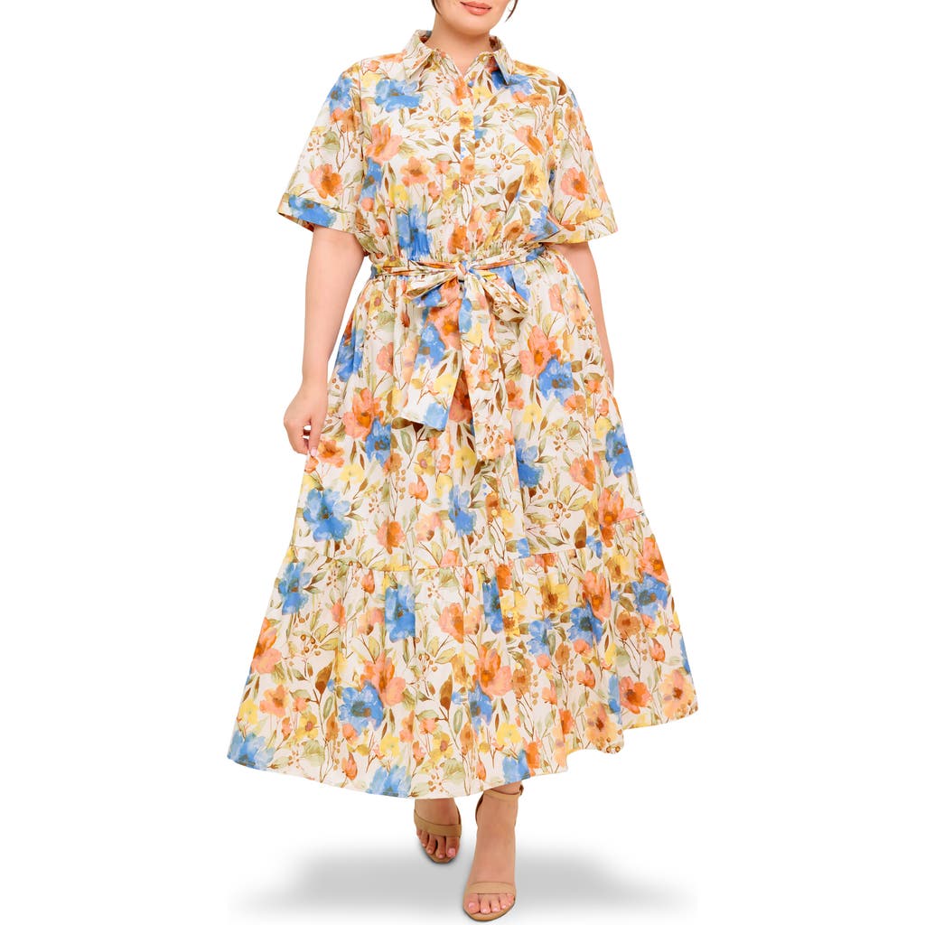 Flying Tomato Floral Maxi Shirtdress In Yellow