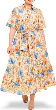 FLYING TOMATO Floral Maxi Shirtdress
