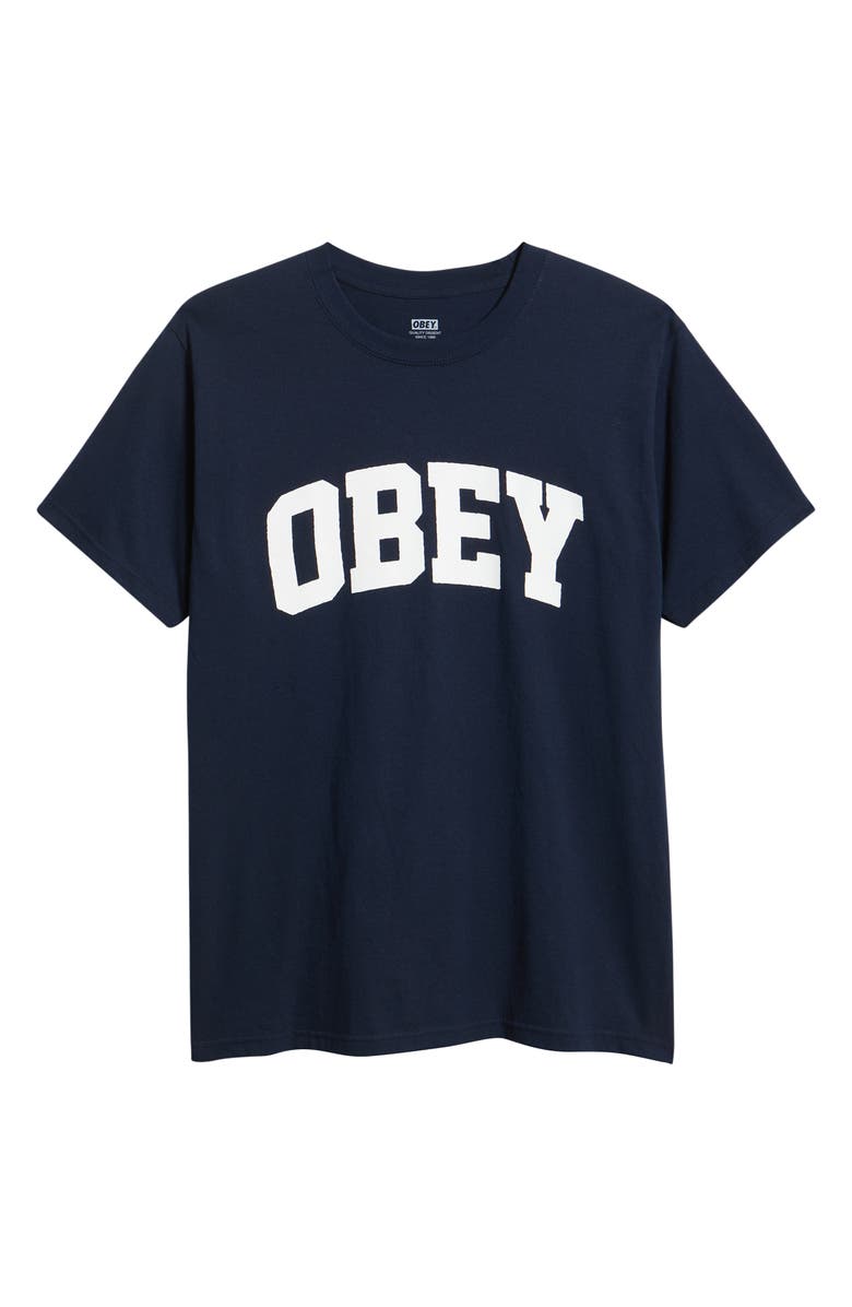 Obey Collegiate Graphic T-Shirt, Alternate, color, Navy