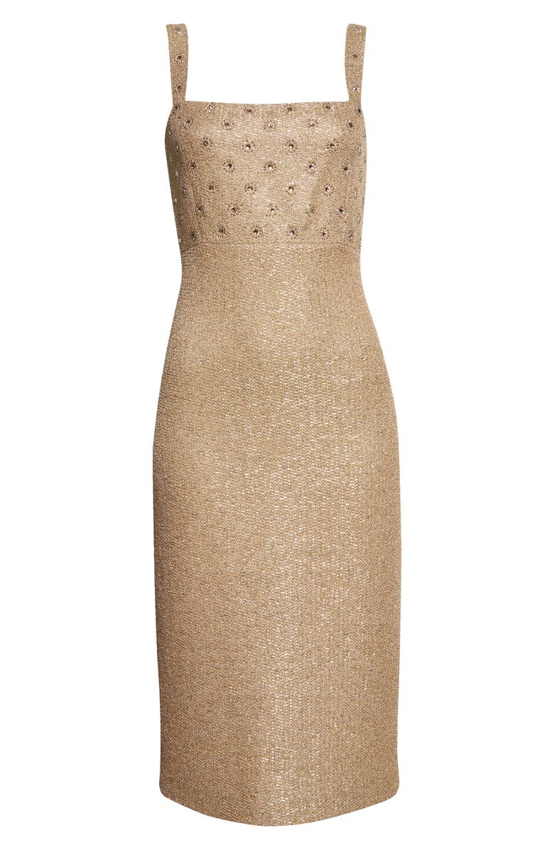 St. John Evening Crystal Embellished Metallic Knit Dress, Alternate, color,