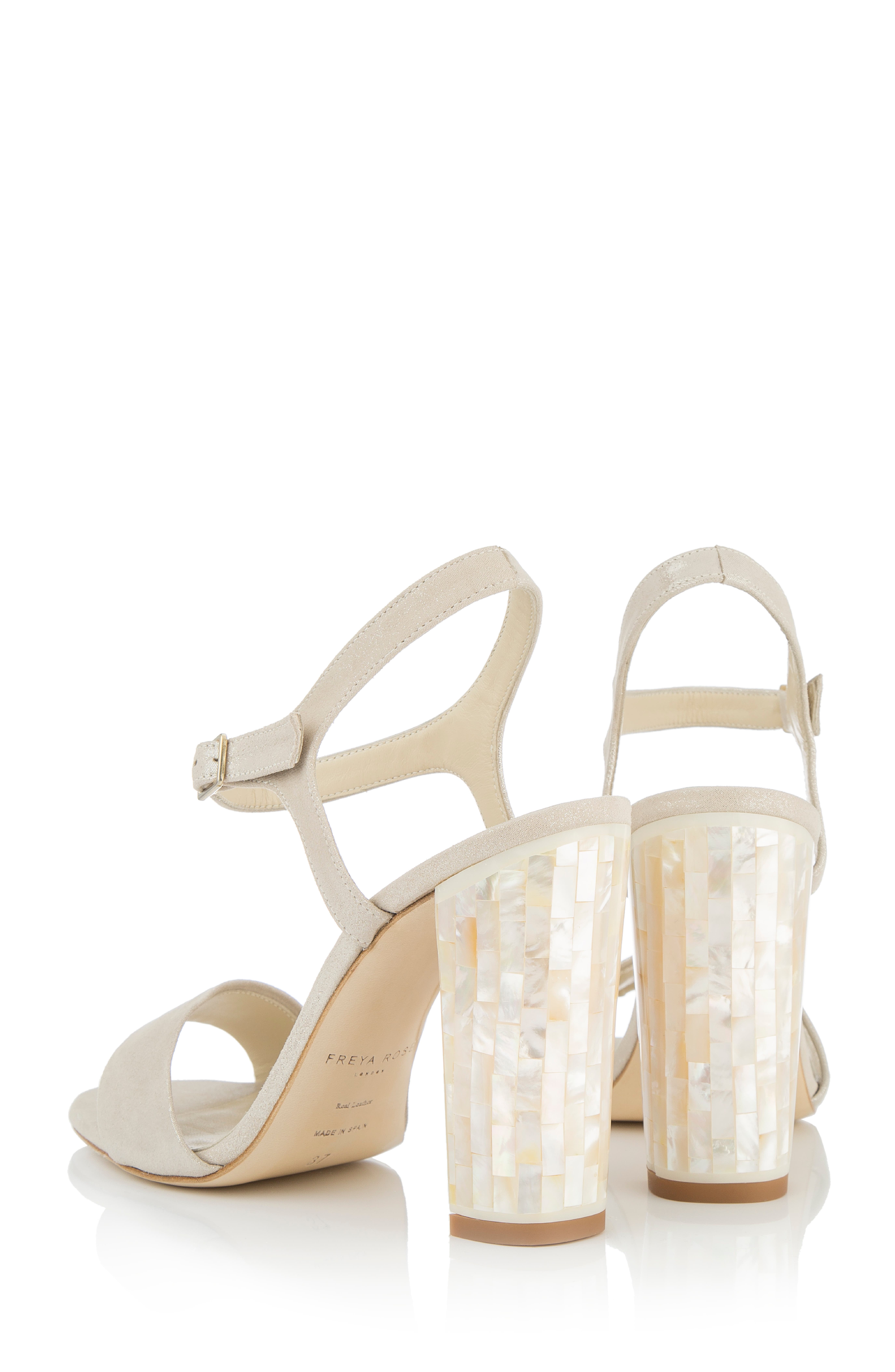 Freya Rose Martina Ankle Strap Pearl Heel Sandal, Alternate, color, Champagne