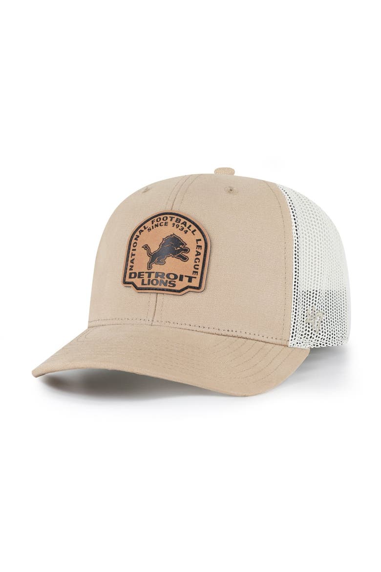 Men's '47 Khaki Detroit Lions Bonehide Trucker Adjustable Hat, Main, color, Khaki