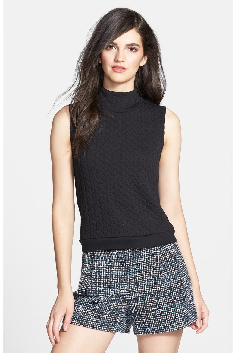 Quilted Mock Neck Top, Main, color, BLACK