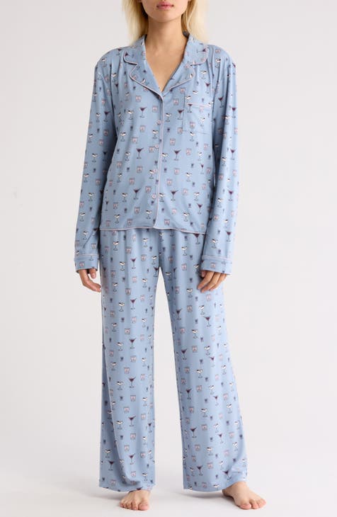 Quiet Night Long Sleeve Button-Up Top & Pants Pajamas