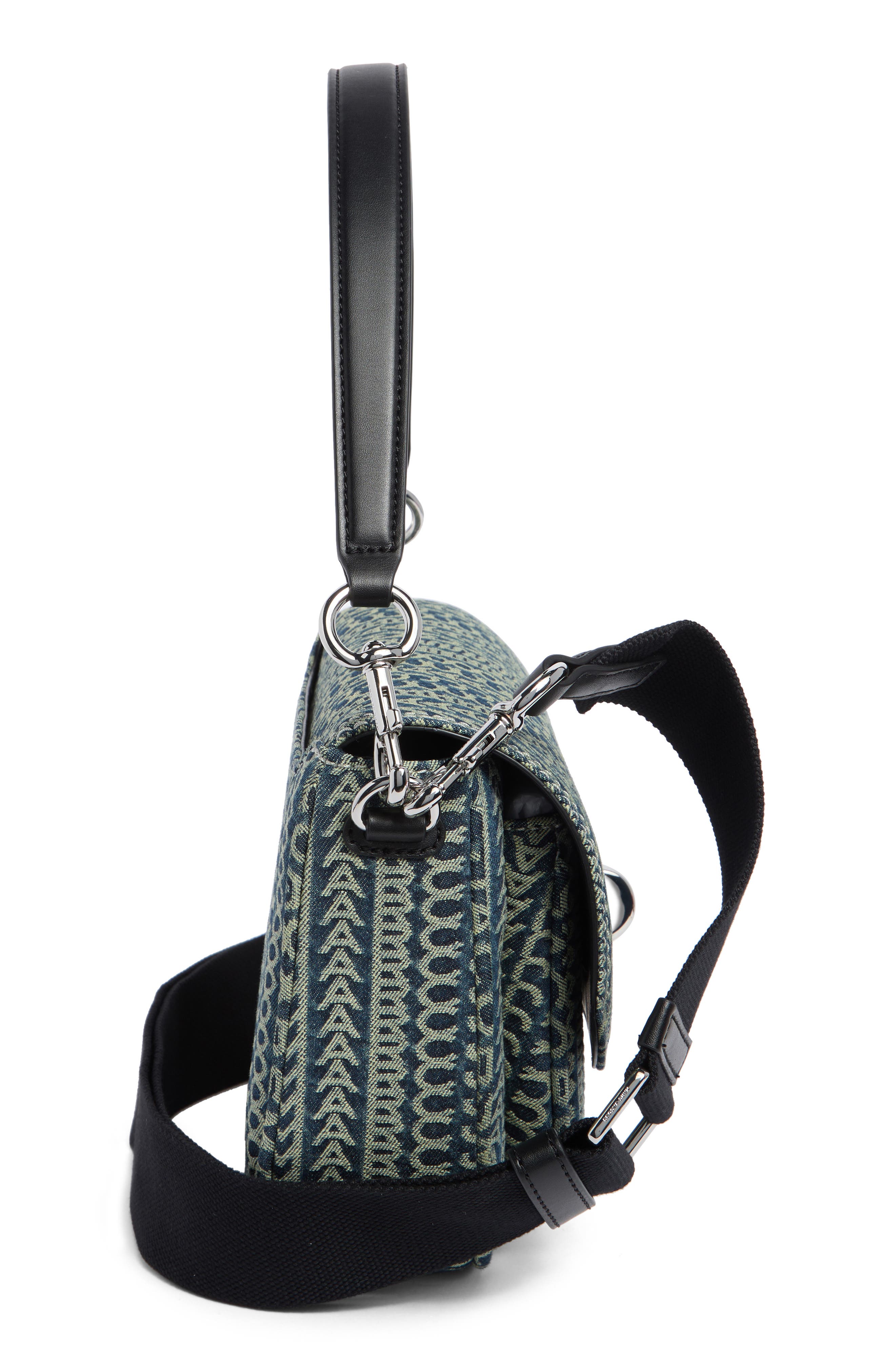 Monorgam Denim Saddle Crossbody Bag, Alternate, color, INDIGO