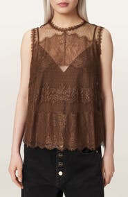 AllSaints Clara Mixed Lace Sleeveless Top