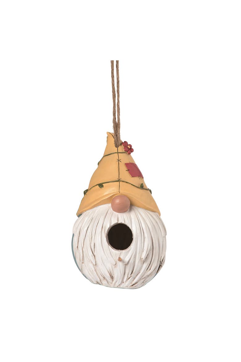8.75" White Spring Gnome Beard Birdhouse Polyresin for Birds and Insects Outdoor Decor, Main, color, White