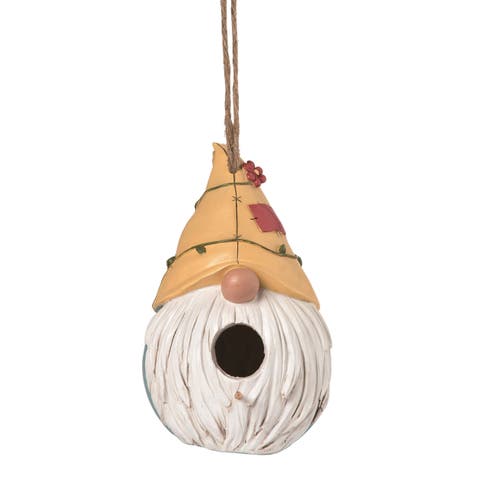 8.75" White Spring Gnome Beard Birdhouse Polyresin for Birds and Insects Outdoor Decor