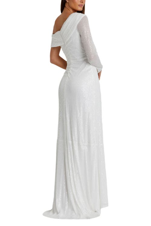 MAC DUGGAL MAC DUGGAL SEQUINED DROP SHOULDER FAUX WRAP GOWN 