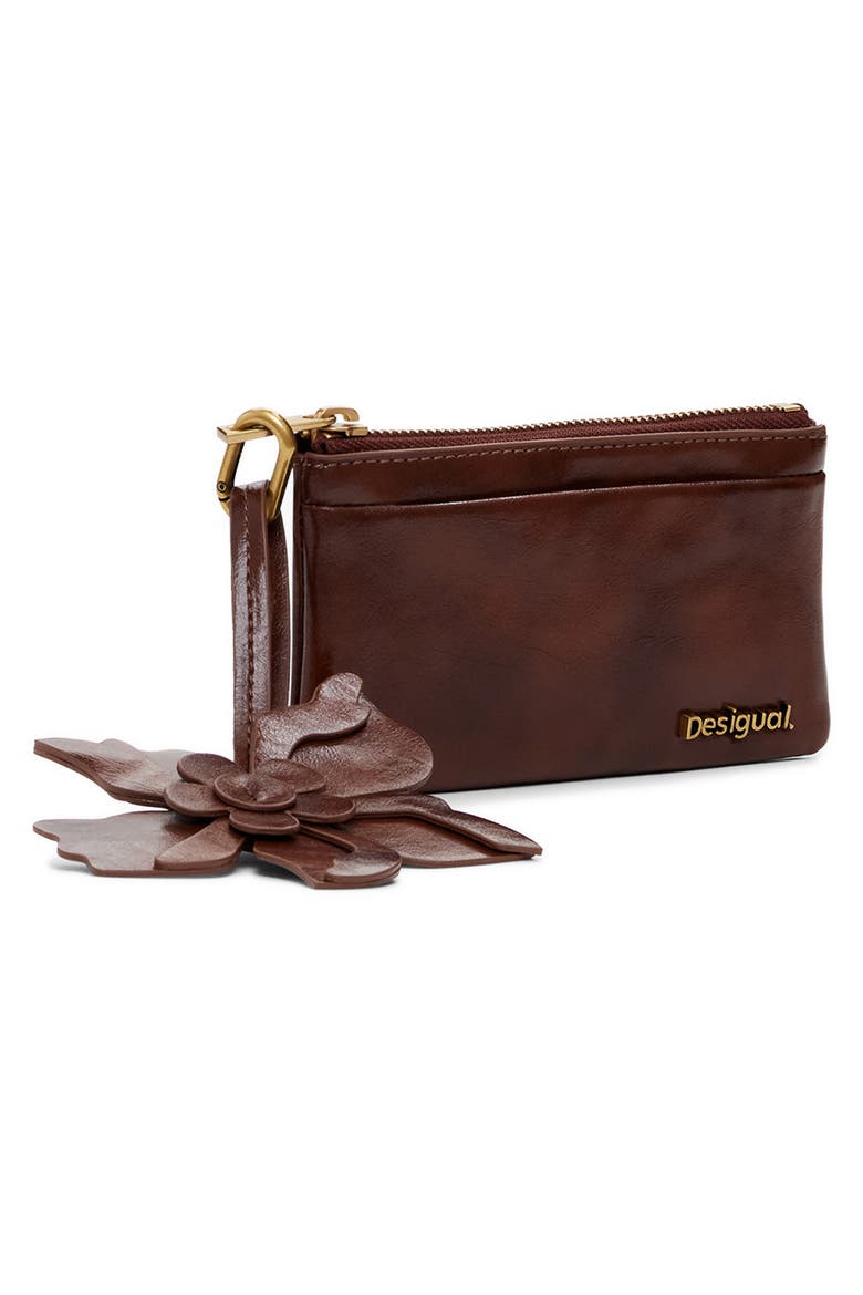 Faux Leather Zip Wallet, Alternate, color, BROWN