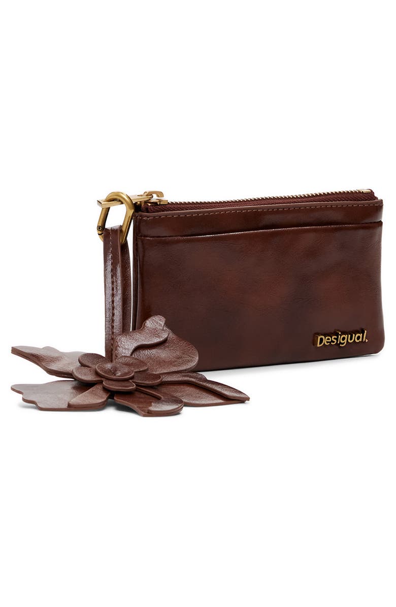 Desigual Faux Leather Zip Wallet, Alternate, color, Brown