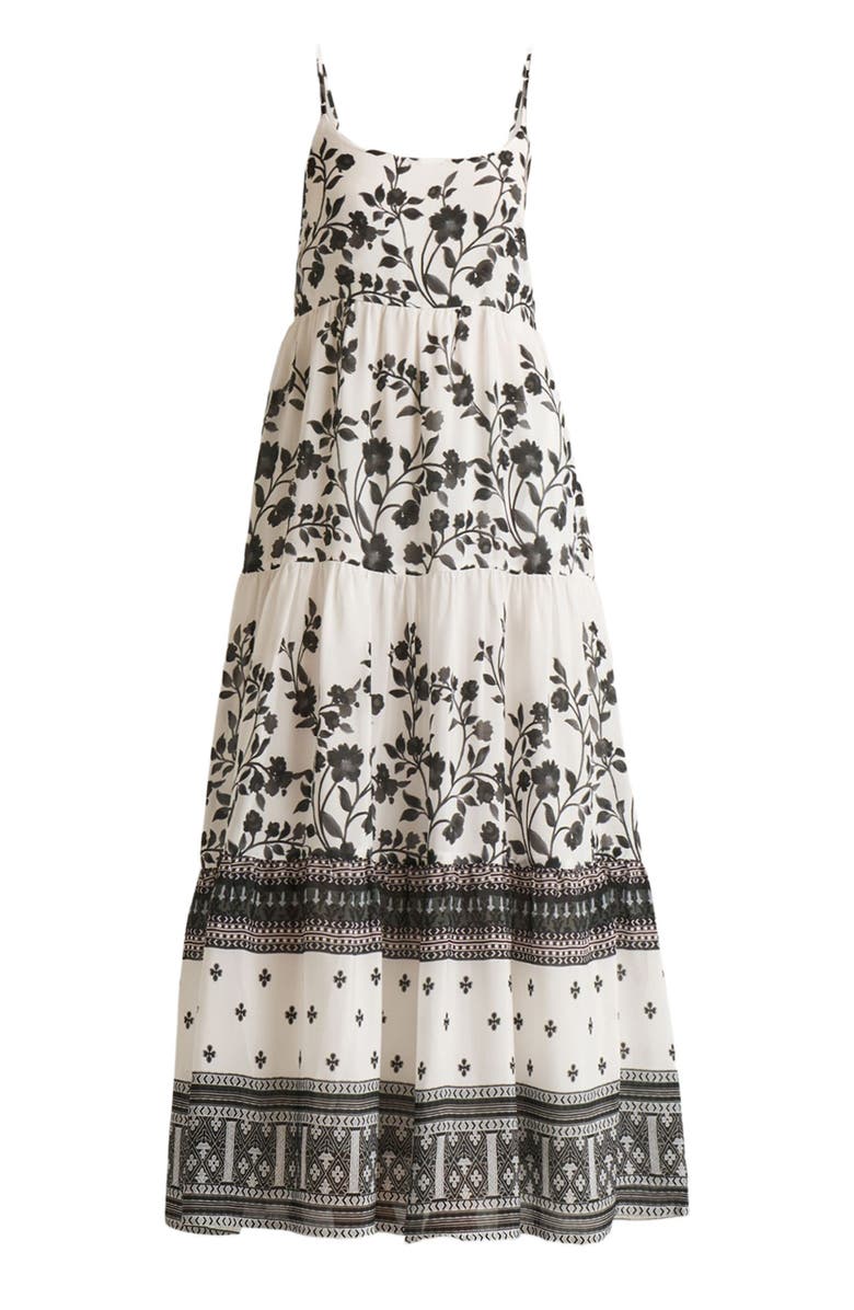 Reistor Strappy Tiered Maxi Dress, Alternate, color, Vines And Twirls Black