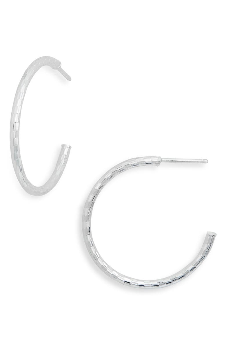 ARGENTO VIVO Sterling Silver Textured Hoop Earrings, Main, color,