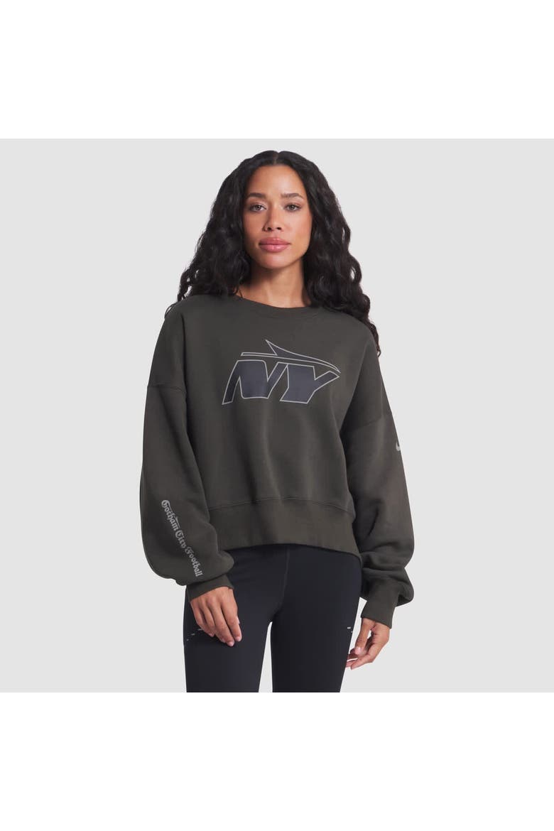 Women's Nike Gotham Green New York Jets 2025 Rivalries Collection Oversized Phoenix Fleece Sweatshirt, Main, color, Green