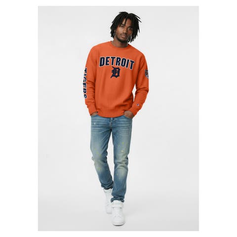 Men's Champion  Orange Detroit Tigers Reverse Weave Chenille Sweatshirt