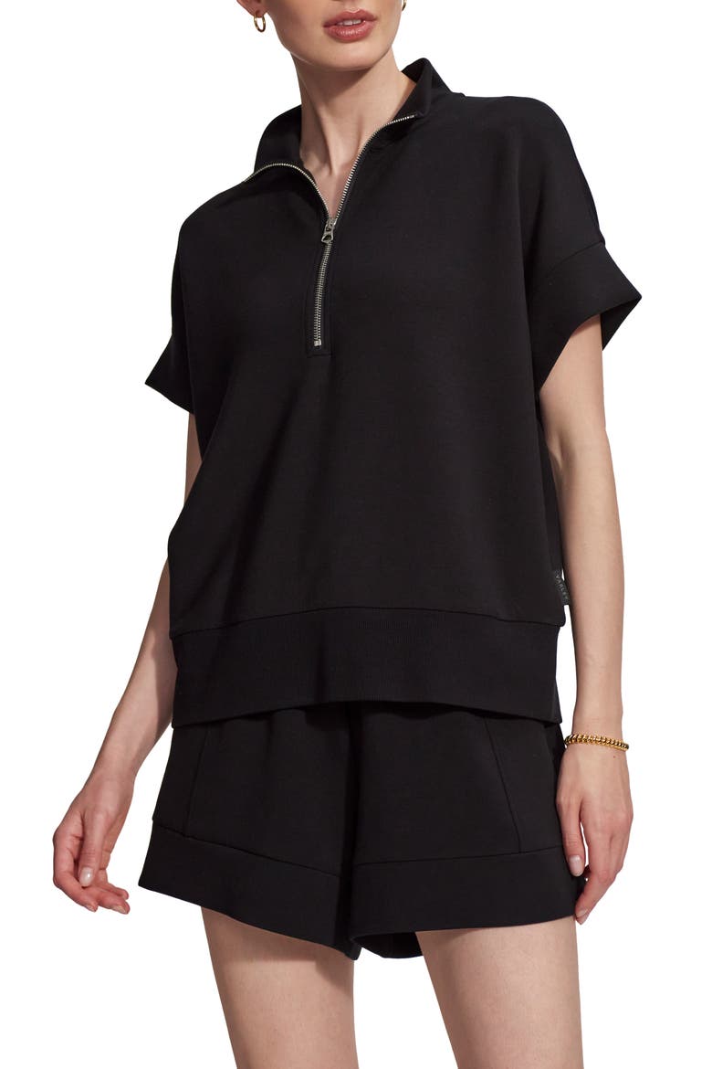 Ritchie Short Sleeve Half Zip, Main, color, BLACK