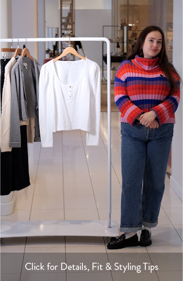 Sannia Scoop Neck Cotton Henley, sales video thumbnail