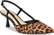 Nine West Rhonda Slingback Pointed Toe Kitten Heel Pump